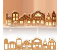 Casa De Pan De Jengibre Navideña | Decoración Iluminada Del Pueblo De Navideño | Con Luces LED | Centros De Mesa Plegables Para El Pueblo De La Casa | Para Granja Cocina Dormitorio Salón 99*25 Cm