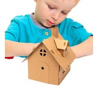 Casa de papel, casa de juegos de Navidad de cartón Crisp KT Board para | Cartón fortaleza niños dibujar, pintar, decorar, casa de juegos de rol para mesita de noche, armario, escritorio para niños