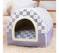 Casa de perro 2 en 1, tienda de campaña para gatos y perros, tapete plegable para mascotas para interiores con cojín extraíble, refugio para cachorros con parte inferior antideslizante (78 x 56,5 x 52