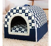 Casa de perro 2 en 1, tienda de campaña para mascotas para gatos y perros, tapete plegable para interiores con cojín extraíble, refugio para cachorros con parte inferior antideslizante (78 x 56,5 x 52