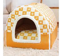 Casa de perro 2 en 1, tienda de campaña para mascotas para gatos y perros, tapete plegable para interiores con cojín extraíble, refugio para cachorros con parte inferior antideslizante (78 x 56,5 x 52