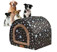 Casa de perro caliente en el interior | Casa de cama para cachorros - Puerta de tela flexible desmontable en clima frío mantenga a sus mascotas calientes con su esponja caliente y material de franela