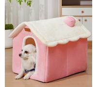 Casa de perro esponja de memoria interior, plegable, casa de perro con cojín para perros pequeños, medianos y grandes, gatos, cálido nido de gato, cachorro, cueva, sofá, productos para mascotas (rosa,