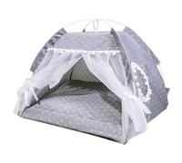 Casa de perro para interiores, bonita tienda de campaña suave para perros con ventana de malla y cortina, cama portátil para gatos, tienda de campaña de princesa transpirable y fresca para mascotas