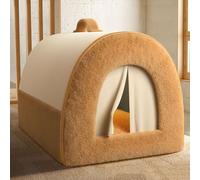 Casa de perro plegable 2 en 1, sofá cama cerrada para mascotas con cojín extraíble y lavable, caseta para perros para interiores, casas de mascotas condominios para gatos, cachorros (79 x 60 x 59 cm
