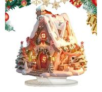 Casa de Pueblo de Navidad - 20 x 19 cm, Cabaña de Navidad iluminada, Diversión asegurada | Decoración de cabaña Luminosa de acrílico 2D con un ser Querido, Casa de Pueblo iluminada para