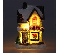 Casa de Pueblo de Navidad Casa de luz de Resina de Navidad LED con Luces LED con Pilas