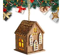 Casa de pueblo de Navidad | Casas iluminadas con luz LED, decoración de árbol de Navidad, decoración de árbol de Navidad de madera, decoración del hogar de cabaña iluminada, acentos para