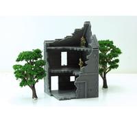 Casa de pueblo francesa DS-T6 - Casa en ruinas | Terreno de mesa para Wargaming y dioramas | Escala de 15 mm/20 mm/28 mm (15 mm)