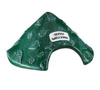 Casa de Rana de 8x4in para jardín Exterior, hábitat de Sapo de Resina de patrón de Hoja con Signo de Bienvenida para zoológico, Acuario, Verde