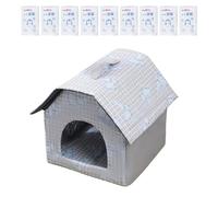 Casa de refrigeración para gatos, casa para gatos al aire libre para verano, cama plegable impermeable con 9 paquetes de hielo para jaula de raza media, cobertizo de balcón interior