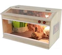 Casa de reptiles de madera con cajón, gran recinto de terrario para tortugas, lagartos, camaleones y gecos como hábitat e incubadora de mascotas