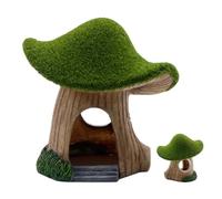 Casa de seta para acuario, casa decorativa para acuario, cueva de setas con musgo verde, suplemento de acuario de hábitat natural para tanques de agua salada y agua dulce