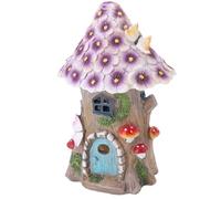 Casa de Setas Luz Solar Resina Innovadora Estatuas de Casa de Setas de Jardín Impermeables con Luces Solares para Jardín Al Aire Libre Césped Balcón Patio