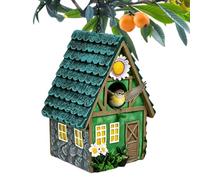 Casa decorativa para pájaros al aire libre, cueva de resina resistente a la | Acabado rústico, caja nido aviar, hábitat colgante con estilo natural, suministro de balcón para periquitos y troncos de