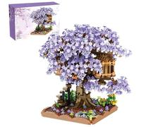 Casa del árbol de cerezo en flor Árbol de bonsái de cerezo de plástico Ensamblado Lindo árbol de flores DIY Mini juegos de bloques de construcción para adultos, mayores de 14 adolescentes (sin luz) Ár