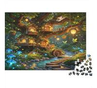 Casa del Árbol de Hadas Puzzle de 1000 Piezas Papel Puzzle para Adultos Bosque Mágico de Noche Relajante Decorativo Regalo Hogar 70x50cm/1000pcs