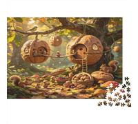 Casa del Bosque de Ardillas Puzzle de 1000 Piezas Papel Puzzle para Adultos Escena de Bosque de Cuento Relajante Familia Decoración Regalo 52x38cm/1000pcs
