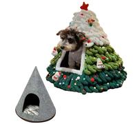 Casa del Gato del Árbol De Navidad, Bricolaje Fieltro Árbol De Navidad Cat Set De Cama con La Decoración, El Gato del Árbol De Navidad De Invierno Cálida Casa del Gato, con Cojín(Style 2)