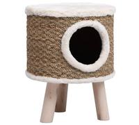 Casa elevada con rascador para gatos color Marrón