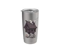 Casa Embrujada Calavera Arte Gótico Vaso térmico de acero inoxidable de doble pared