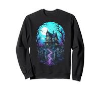 Casa embrujada Luna de Sangre Arte de Grabado en Madera Sudadera