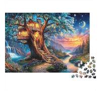 Casa en el Árbol Noche Puzzle de 1000 Piezas Papel para Adultos Valle del Río Juego de Puzzle Relajante Familiar Regalo 38x26cm/1000pcs
