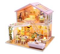 Casa en miniatura, casa de muñecas en miniatura, naturaleza, casas para juntar, regalo para niños pequeños y niñas (rosa)