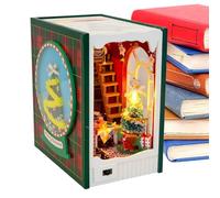 Casa en Miniatura | Kit de Construcción de Casa en Miniatura Navideña | Suministros de Manualidades de Madera para Estantería Aula Dormitorio Oficina Escritorio | Decoración Holiday para