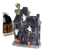 Casa encantada de Halloween - Expositor ciudadano con casas iluminadas, centro de mesa espectral para el hogar, sala de estar, dormitorio, cocina, dormitorio y cami