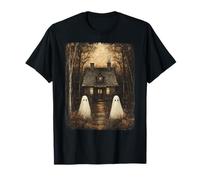 Casa encantada vintage Halloween fantasma espeluznante bosque gótico Camiseta