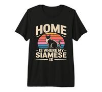 Casa Es Donde Mi Siamés Es Amante De Los Gatos Retro Camiseta Premium