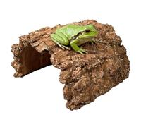 Casa escondite para reptiles - Resto de resina de 17 x 19 x 11 cm, tamaño grande, diseño de terreno natural, accesorio de recinto, estructura segura de retiro de acuario para dragones barbudos y