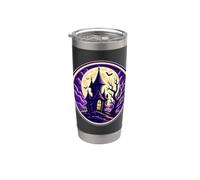 Casa espeluznante de luna llena de Halloween de la mansión embrujada Vaso térmico de acero inoxidable de doble pared