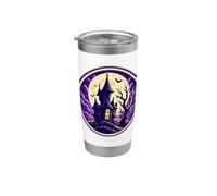 Casa espeluznante de luna llena de Halloween de la mansión embrujada Vaso térmico de acero inoxidable de doble pared
