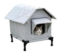 Casa Exterior para Gatos Aislada Impermeable Elevada con Doble Puerta Y