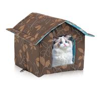 Casa exterior para gatos resistente al invierno: Nicho plegable con cortina transparente extraíble, casa cálida e impermeable para gatos, nicho para perros, 45 x 43 x 40 cm