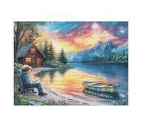 Casa Flotante Vista de Lago Puzzle 500 Piezas Aliviar Estrés Profundo Rompecabezas Familiar para Hombres Y Mujeres Obra De Arte Decorativo Hogar 500 PCS