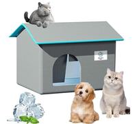 Casa for gatos al Aire Libre con refrigeración por Bolsa de Hielo: un Lugar de Descanso Seguro y cómodo Cómo Crear la escapada de Verano Gris,L (40 * 48 * 38)