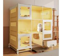 Casa for Gatos Villa for Gatos De Interior Fabricada en PP Diseño De Doble Cerradura Cuenta con Una Caja De Arenas Cerrada Espacio De Almacenamiento Superior(106 * 46 * 114cm)