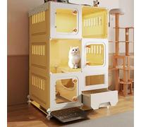 Casa for Gatos Villa for Gatos De Interior Fabricada en PP Diseño De Doble Cerradura Cuenta con Una Caja De Arenas Cerrada Espacio De Almacenamiento Superior(71 * 46 * 114cm)