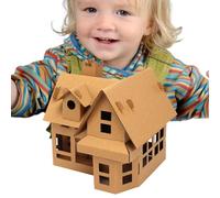 Casa fuerte de cartón para niños: kit de casa de juegos de papel para bricolaje, juguete artesanal de tablero KT, estructura creativa plegable, diseño y duradero, juego de actividades divertid