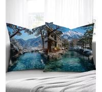 Casa Fundas de Cojines 30x50cm, Paisaje Fundas para Sofa xxl Juego de 2 Ultrasuave y Cómodo Cuadrado Cojines Exterior con Cremallera Invisible para Silla Dormitorio halloween Decorar Regalos R1-908