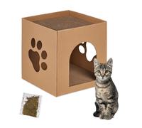 Casa gato Cueva de cartón Casita personalizable 600 g Casa para gatos 2 pisos