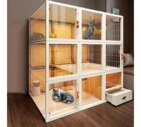 Casa Gato Jaula para Gatos Tipo Villa para Interiores Cuenta con Una Caja De Arena Estilo Cajón Fabricada en Material PP Espacio De Almacenamiento Superior(122 * 56 * 127cm)