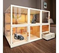 Casa Gato Jaula para Gatos Tipo Villa para Interiores Cuenta con Una Caja De Arena Estilo Cajón Fabricada en Material PP Espacio De Almacenamiento Superior(122 * 56 * 84cm)