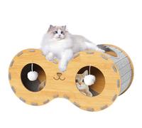 Casa grande de fieltro para gatos de interior, túnel cerrado 2 en 1 con bola colgante, escondite resistente a los arañazos para múltiples mascotas de hasta 20 libras, condominio plegable para gatos