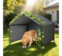 Casa grande para perros de 120 cm al aire libre, tienda de campaña para perros pequeños a grandes, toldo exterior impermeable para mascotas, casa para gatos, cerdos, cabras, ganado con cubierta