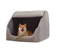 Casa grande para perros de interior, cama de felpa suave cubierta para perros con cojín esponjoso y lavable, tienda de campaña portátil para perros medianos y grandes (gris, XL)