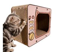 Casa Grattatoio per Gatti - Cartone Ondulato 40x22x31 Cm 1200 G - Cuccia Forma TV Tiragraffi Grande - Interattivo per Protezione Divano Porta Tappeto, Arricchimento Animali Domestici Interni